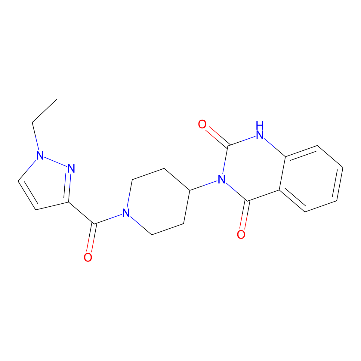 3-(1-(1-ethyl-1H-pyrazole-3-carbonyl)piperidin-4-yl)quinazoline-2,4(1H,3H)-dione molecular structure, CAS 2034408-39-2
