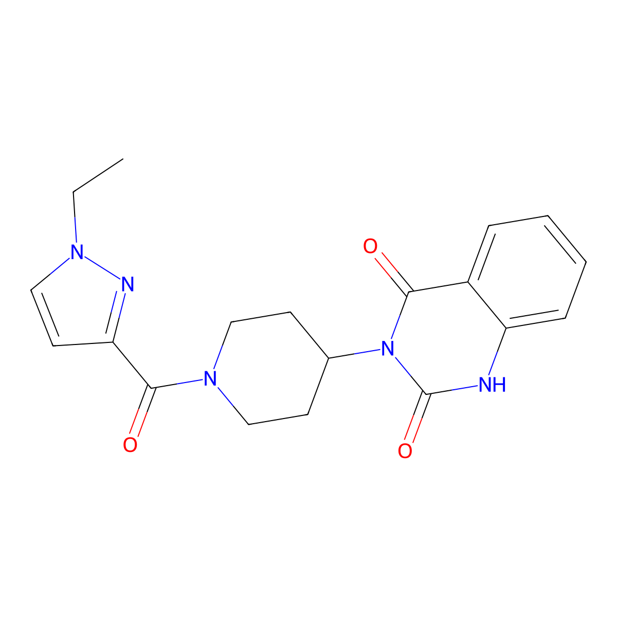 3-(1-(1-ethyl-1H-pyrazole-3-carbonyl)piperidin-4-yl)quinazoline-2,4(1H,3H)-dione molecular structure, CAS 2034408-39-2