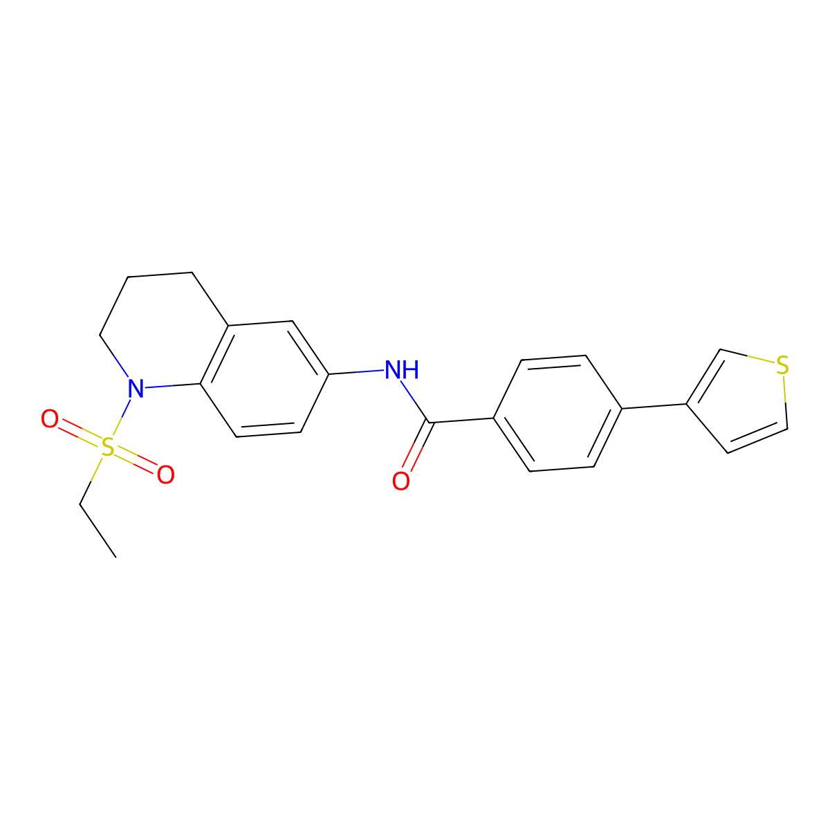 N-(1-(ethylsulfonyl)-1,2,3,4-tetrahydroquinolin-6-yl)-4-(thiophen-3-yl)benzamide molecular structure, CAS 2034408-41-6
