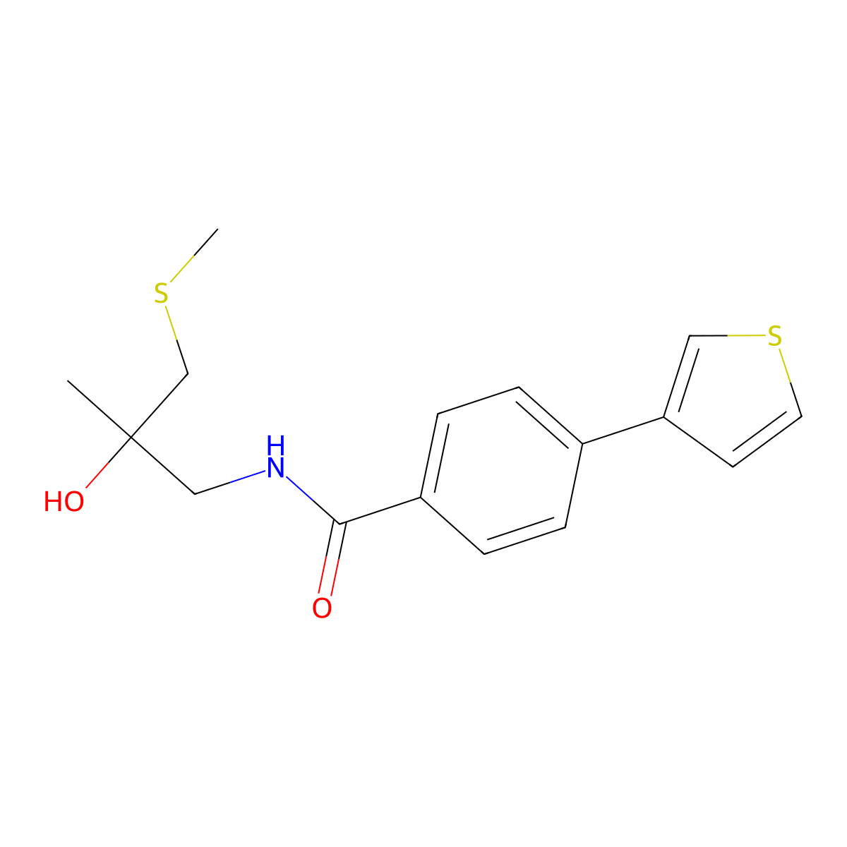 N-(2-hydroxy-2-methyl-3-(methylthio)propyl)-4-(thiophen-3-yl)benzamide molecular structure, CAS 2034408-43-8
