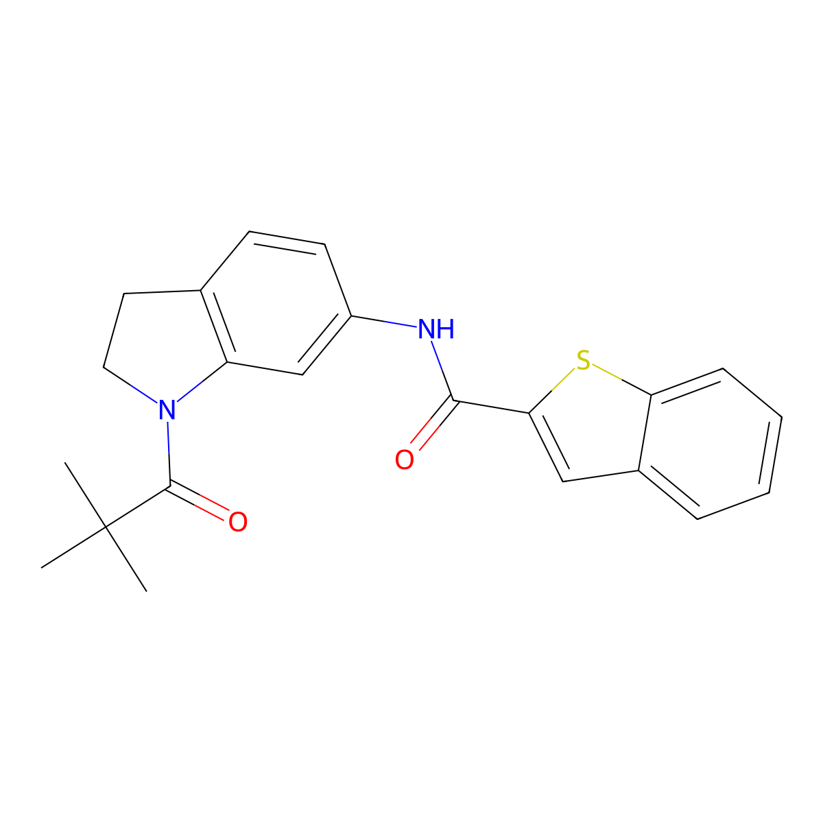 N-(1-pivaloylindolin-6-yl)benzo[b]thiophene-2-carboxamide molecular structure, CAS 2034408-44-9