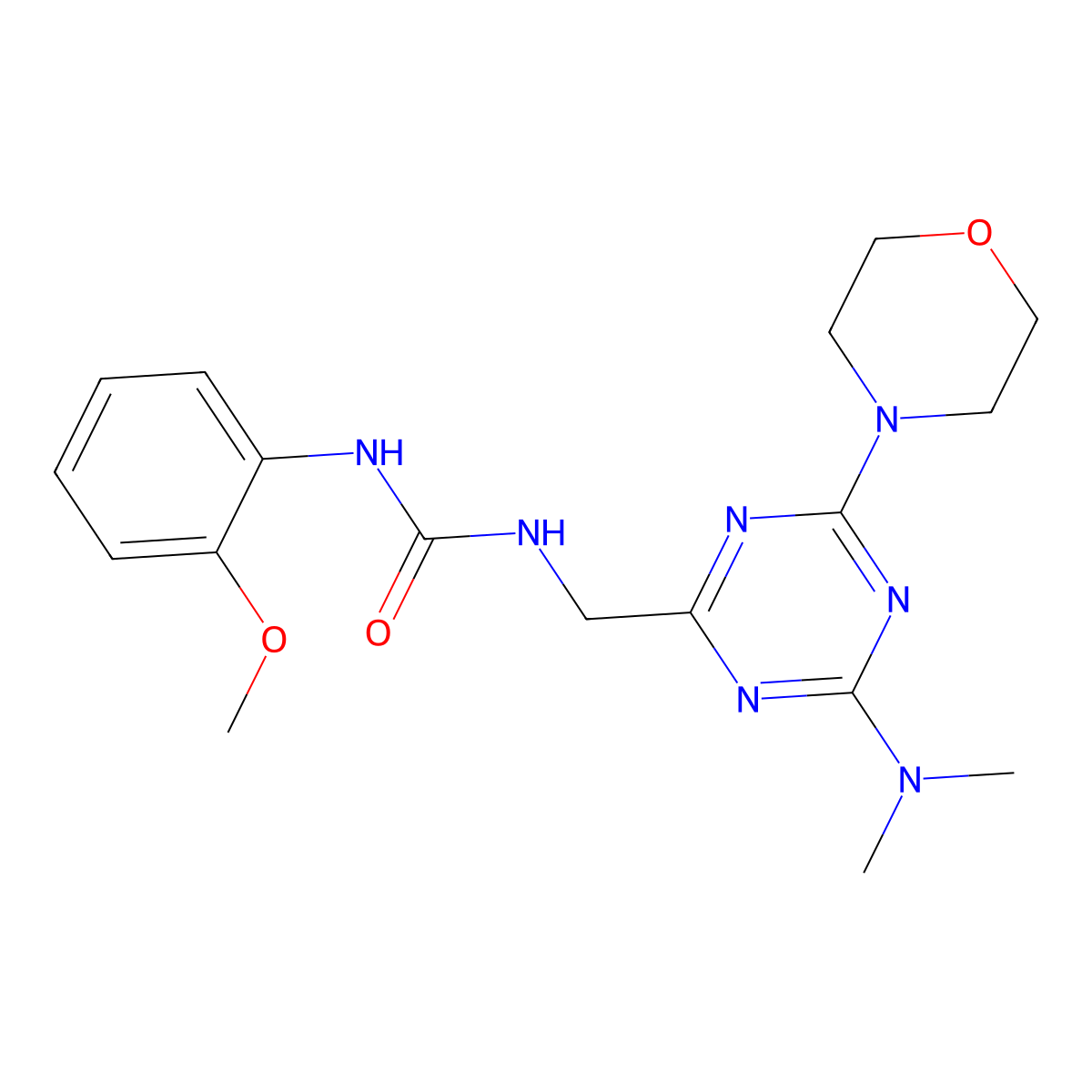 3-{[4-(Dimethylamino)-6-(morpholin-4-yl)-1,3,5-triazin-2-yl]methyl}-1-(2-methoxyphenyl)urea molecular structure, CAS 2034408-47-2