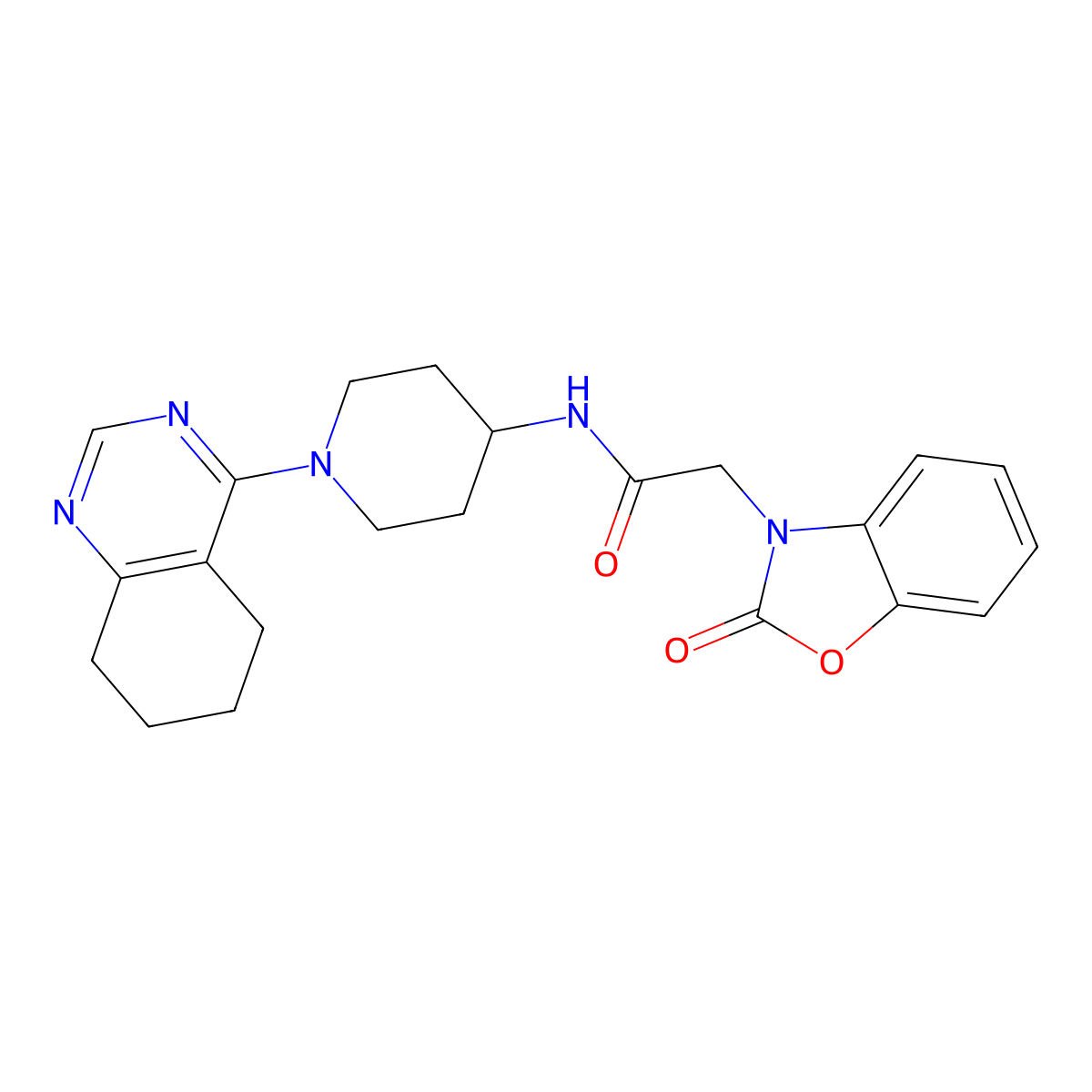 2-(2-oxobenzo[d]oxazol-3(2H)-yl)-N-(1-(5,6,7,8-tetrahydroquinazolin-4-yl)piperidin-4-yl)acetamide molecular structure, CAS 2034408-51-8