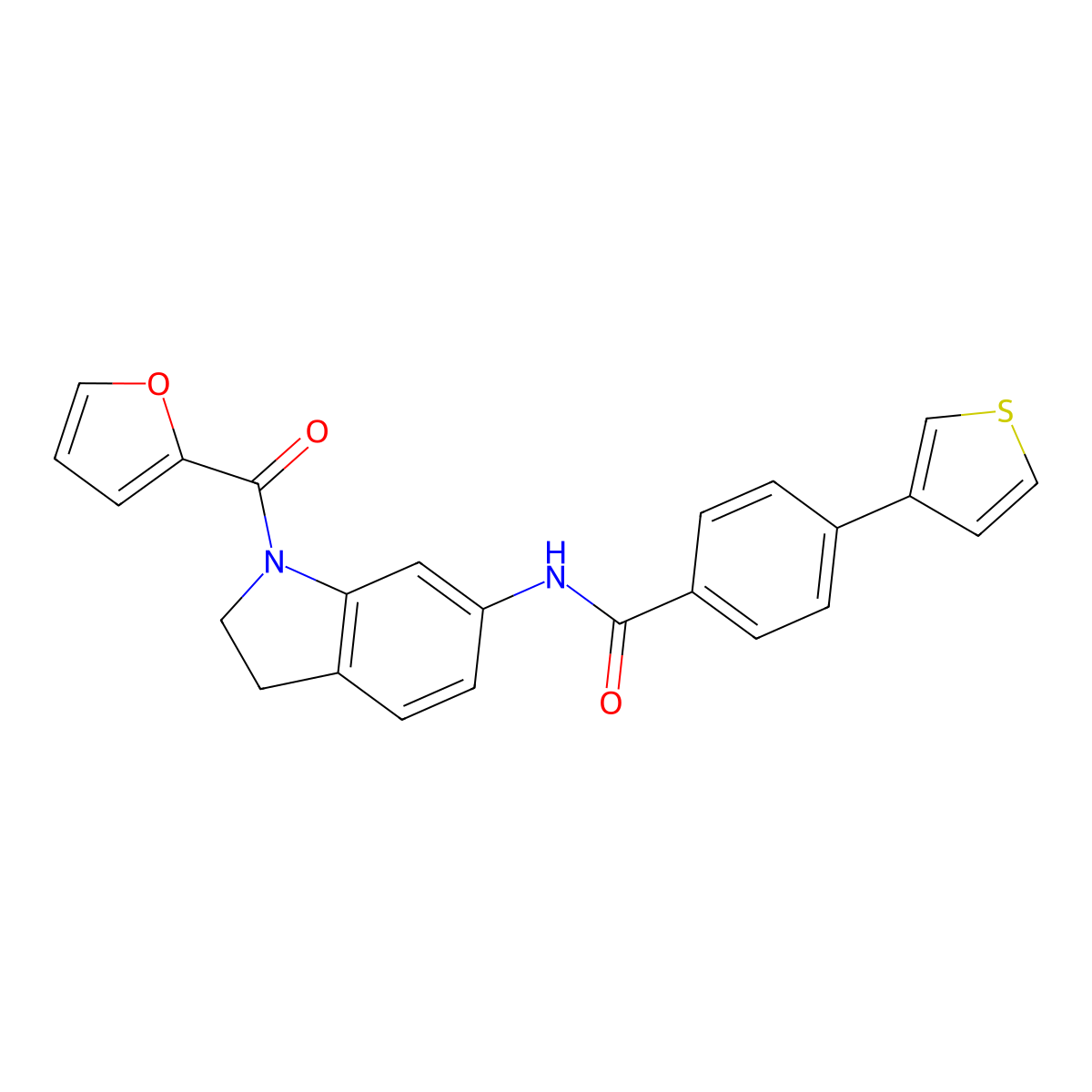 N-(1-(furan-2-carbonyl)indolin-6-yl)-4-(thiophen-3-yl)benzamide molecular structure, CAS 2034408-53-0