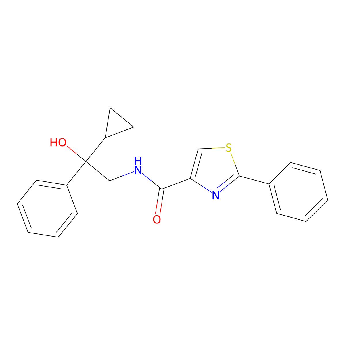 N-(2-cyclopropyl-2-hydroxy-2-phenylethyl)-2-phenylthiazole-4-carboxamide molecular structure, CAS 2034408-54-1