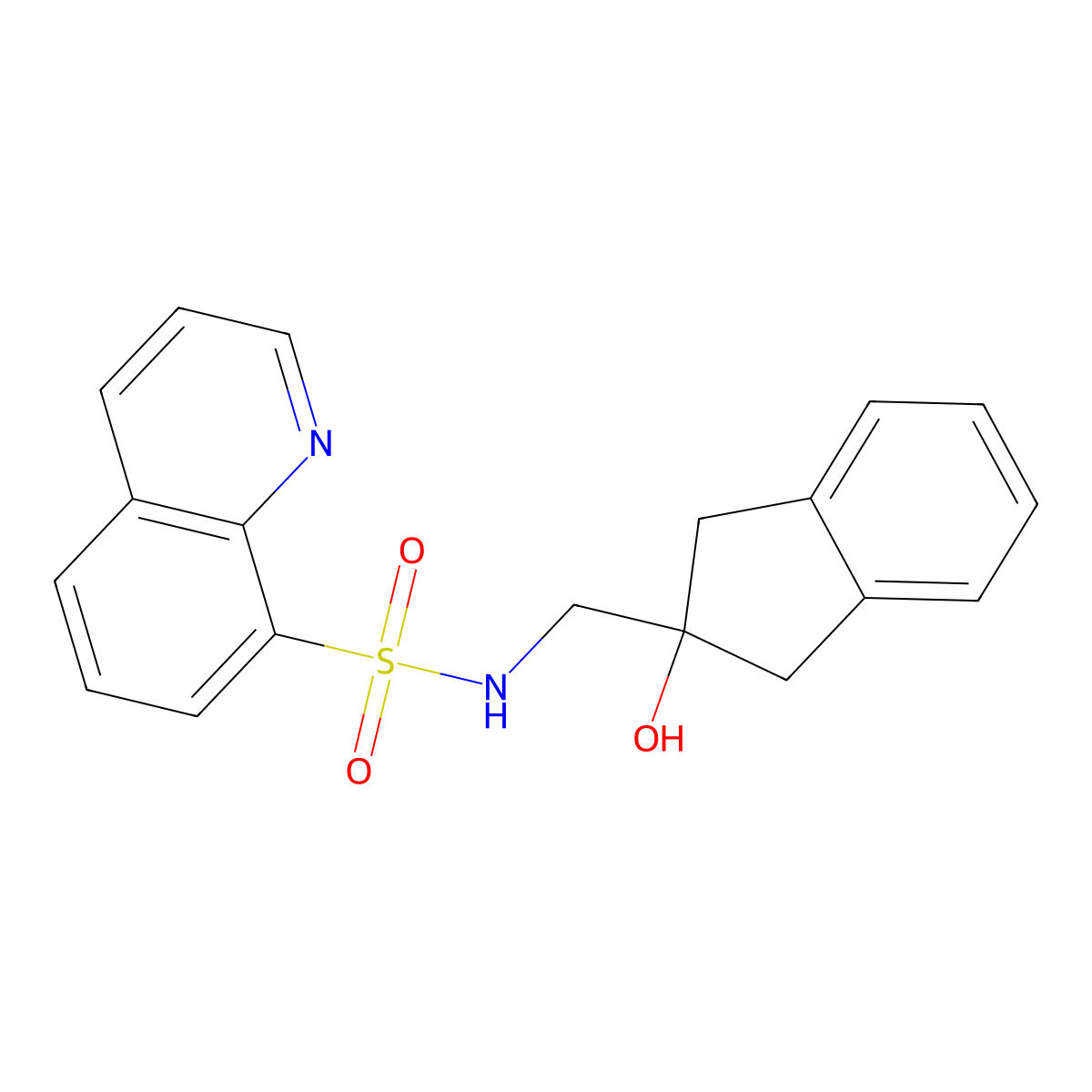 N-[(2-hydroxy-2,3-dihydro-1H-inden-2-yl)methyl]quinoline-8-sulfonamide molecular structure, CAS 2034408-55-2