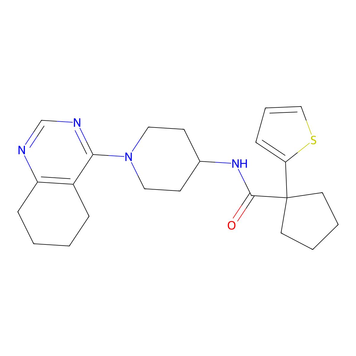 N-(1-(5,6,7,8-tetrahydroquinazolin-4-yl)piperidin-4-yl)-1-(thiophen-2-yl)cyclopentanecarboxamide molecular structure, CAS 2034408-58-5