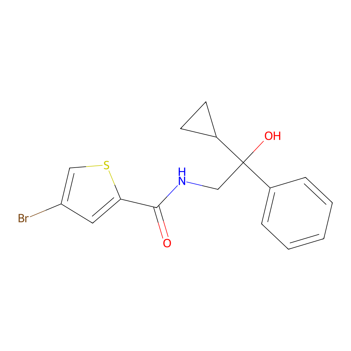 4-bromo-N-(2-cyclopropyl-2-hydroxy-2-phenylethyl)thiophene-2-carboxamide molecular structure, CAS 2034408-63-2