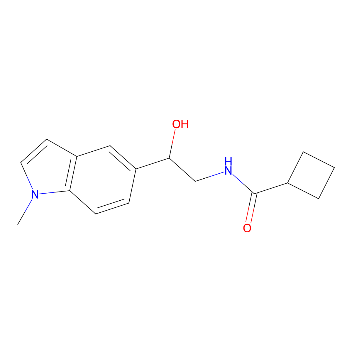 N-[2-hydroxy-2-(1-methyl-1H-indol-5-yl)ethyl]cyclobutanecarboxamide molecular structure, CAS 2034408-66-5