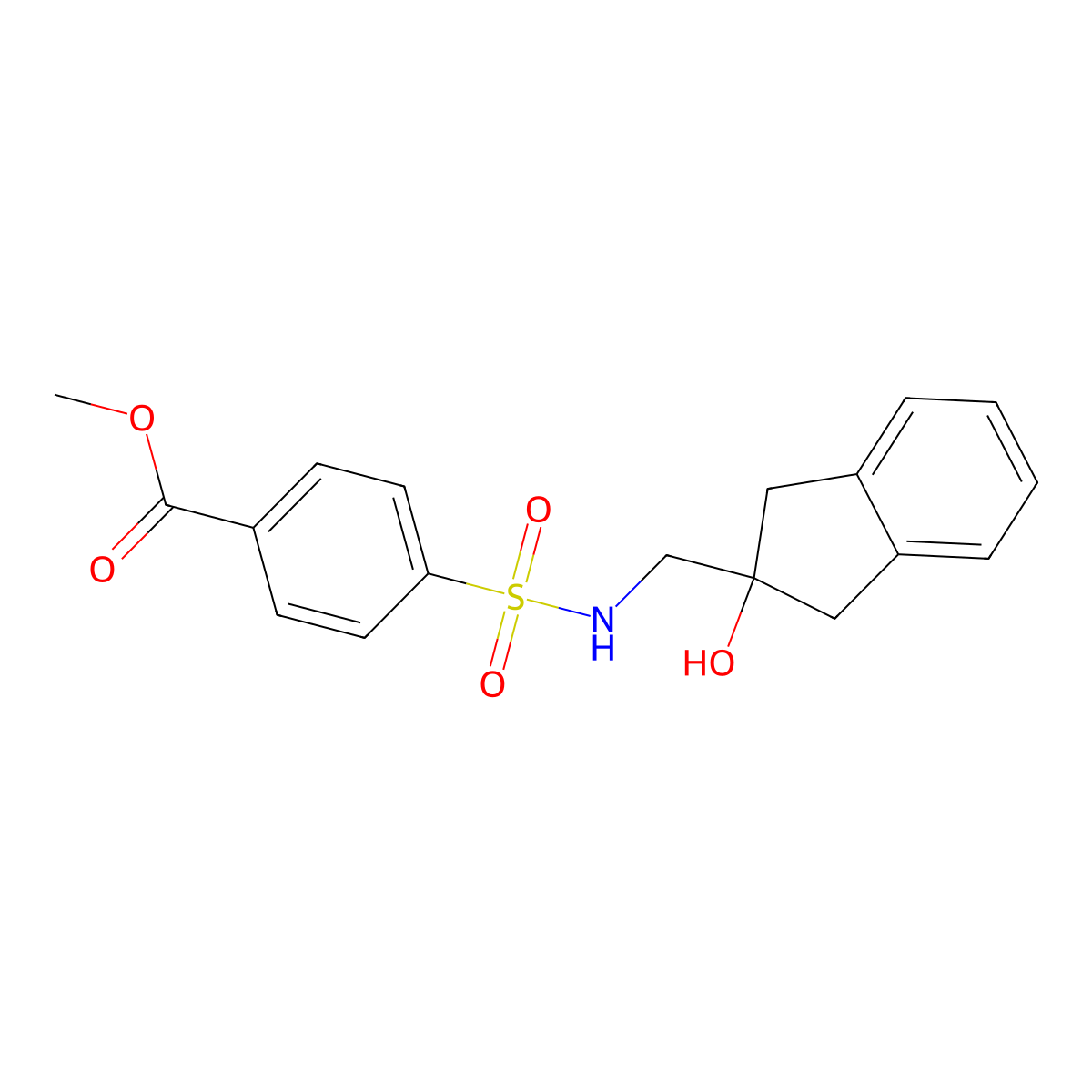 methyl 4-(N-((2-hydroxy-2,3-dihydro-1H-inden-2-yl)methyl)sulfamoyl)benzoate molecular structure, CAS 2034408-68-7