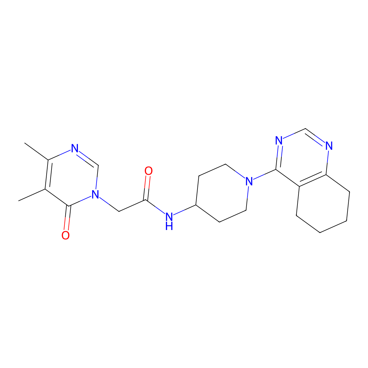 2-(4,5-dimethyl-6-oxopyrimidin-1(6H)-yl)-N-(1-(5,6,7,8-tetrahydroquinazolin-4-yl)piperidin-4-yl)acetamide molecular structure, CAS 2034408-69-8