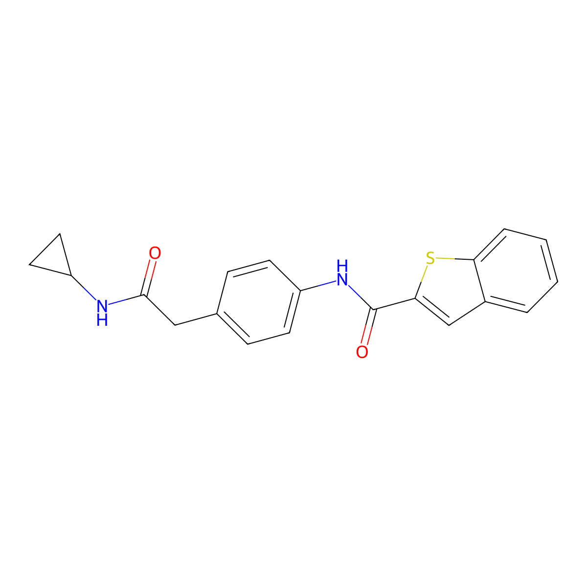 N-(4-(2-(cyclopropylamino)-2-oxoethyl)phenyl)benzo[b]thiophene-2-carboxamide molecular structure, CAS 2034408-71-2