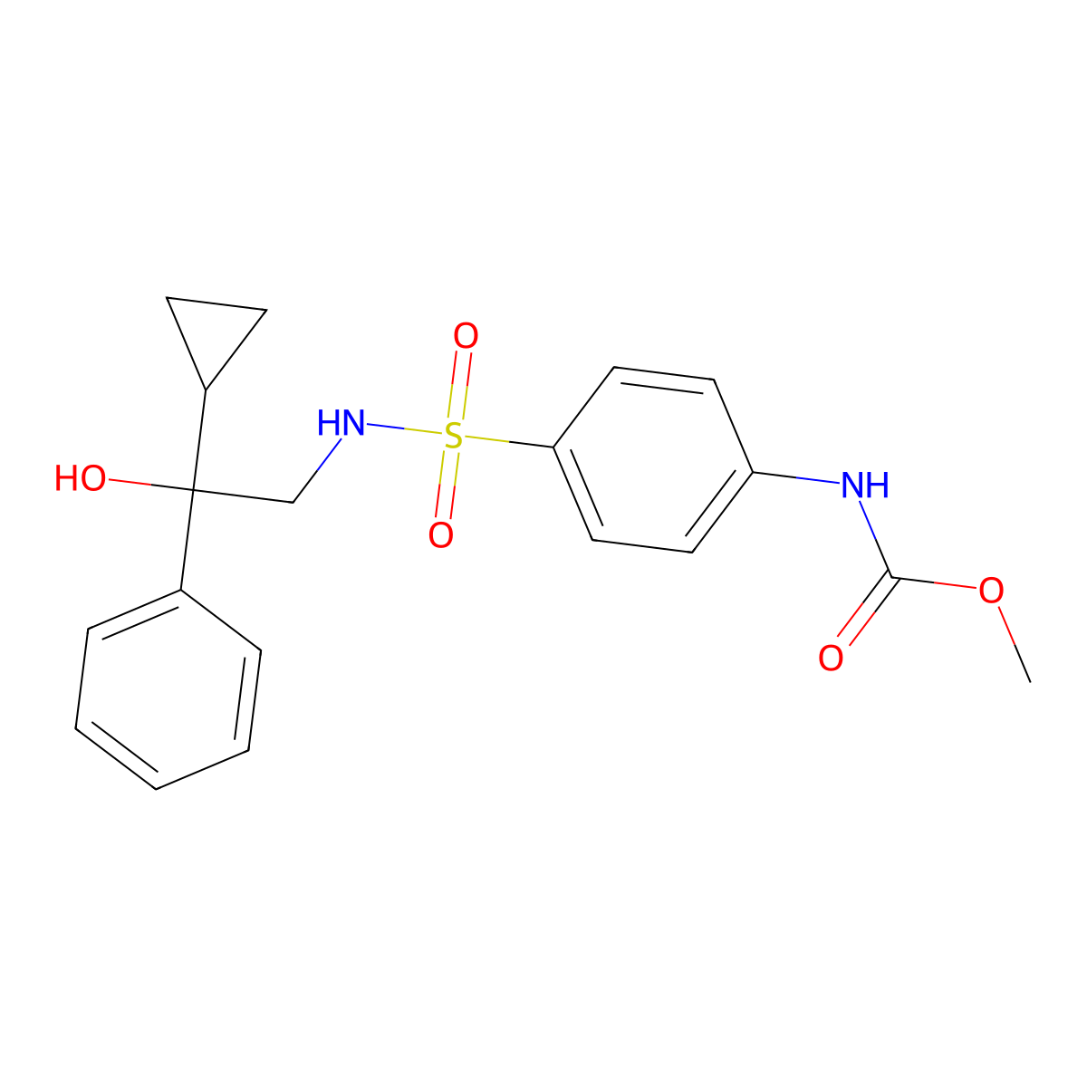 methyl (4-(N-(2-cyclopropyl-2-hydroxy-2-phenylethyl)sulfamoyl)phenyl)carbamate molecular structure, CAS 2034408-72-3