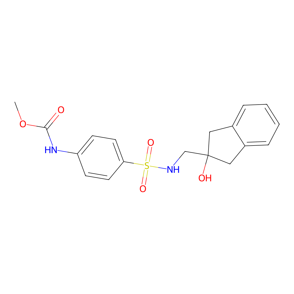 methyl (4-(N-((2-hydroxy-2,3-dihydro-1H-inden-2-yl)methyl)sulfamoyl)phenyl)carbamate molecular structure, CAS 2034408-79-0