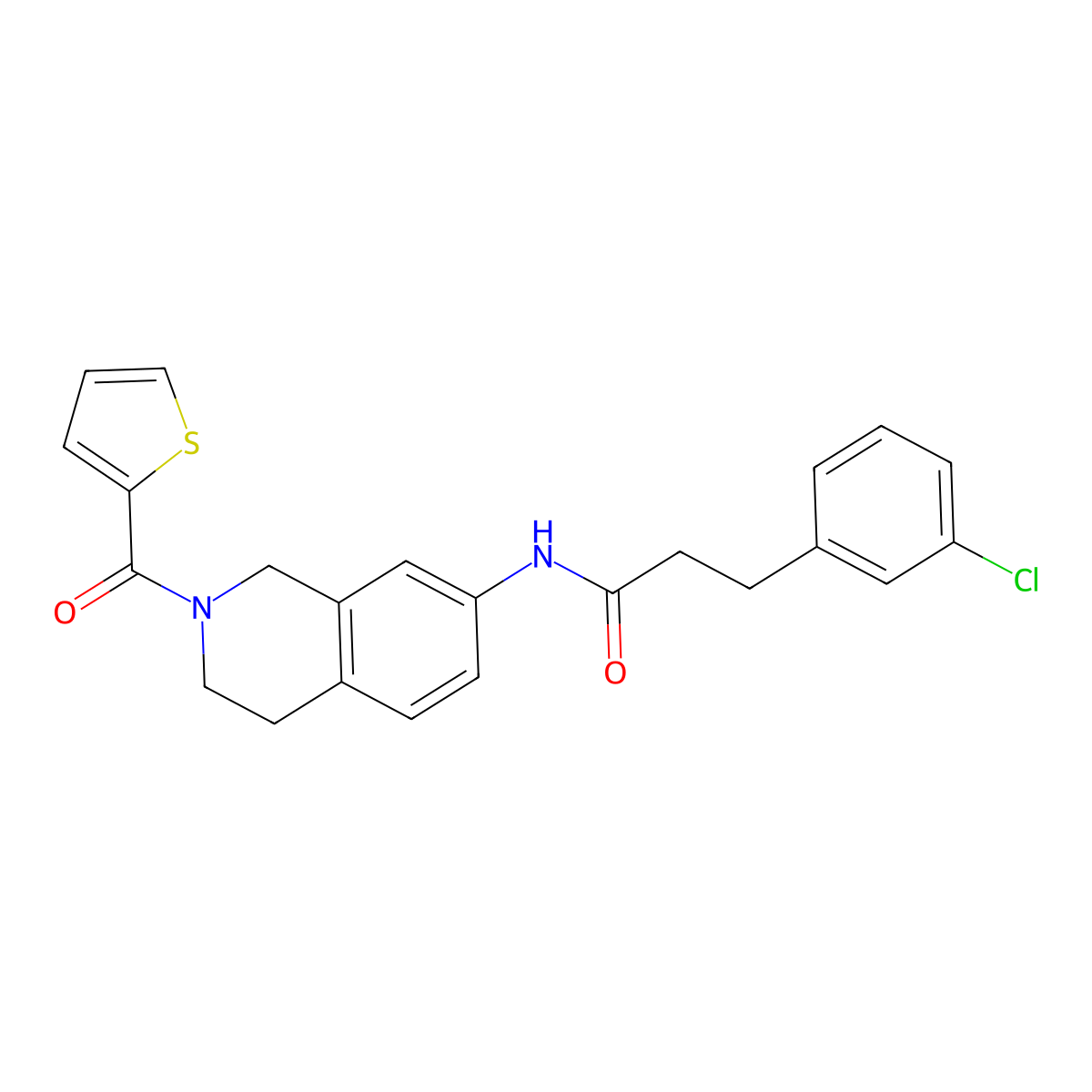 3-(3-chlorophenyl)-N-[2-(thiophene-2-carbonyl)-1,2,3,4-tetrahydroisoquinolin-7-yl]propanamide molecular structure, CAS 2034408-81-4