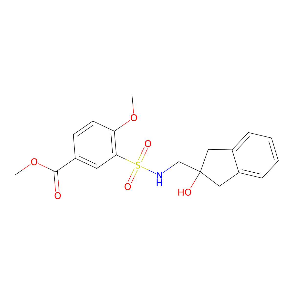 methyl 3-(N-((2-hydroxy-2,3-dihydro-1H-inden-2-yl)methyl)sulfamoyl)-4-methoxybenzoate molecular structure, CAS 2034408-82-5