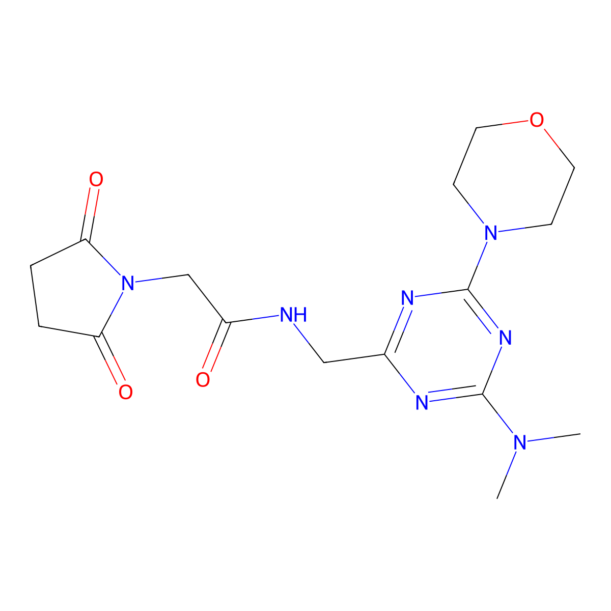 N-((4-(dimethylamino)-6-morpholino-1,3,5-triazin-2-yl)methyl)-2-(2,5-dioxopyrrolidin-1-yl)acetamide molecular structure, CAS 2034408-83-6