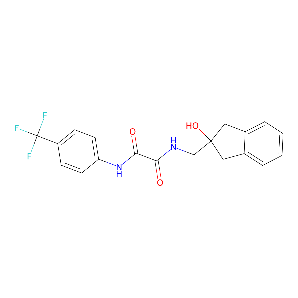 N1-((2-hydroxy-2,3-dihydro-1H-inden-2-yl)methyl)-N2-(4-(trifluoromethyl)phenyl)oxalamide molecular structure, CAS 2034408-88-1