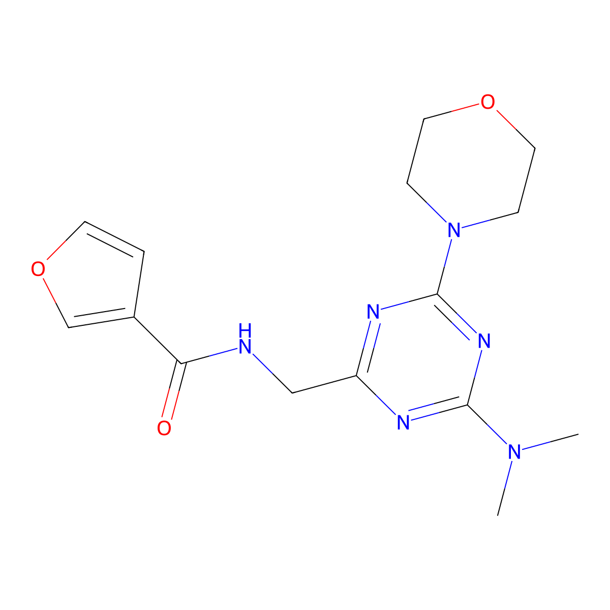 N-((4-(dimethylamino)-6-morpholino-1,3,5-triazin-2-yl)methyl)furan-3-carboxamide molecular structure, CAS 2034408-92-7