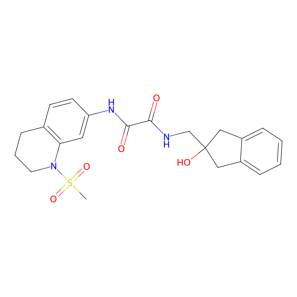 N1-((2-hydroxy-2,3-dihydro-1H-inden-2-yl)methyl)-N2-(1-(methylsulfonyl)-1,2,3,4-tetrahydroquinolin-7-yl)oxalamide molecular structure, CAS 2034408-93-8