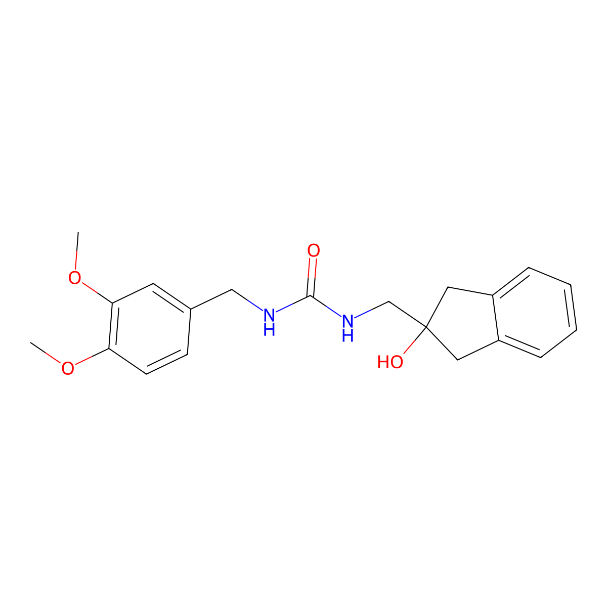 1-(3,4-dimethoxybenzyl)-3-((2-hydroxy-2,3-dihydro-1H-inden-2-yl)methyl)urea molecular structure, CAS 2034409-00-0