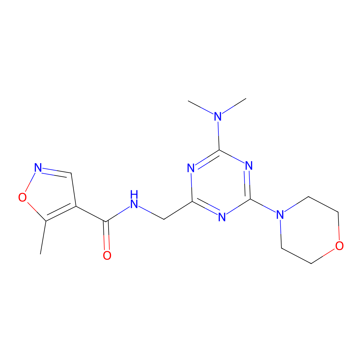 N-((4-(dimethylamino)-6-morpholino-1,3,5-triazin-2-yl)methyl)-5-methylisoxazole-4-carboxamide molecular structure, CAS 2034409-02-2