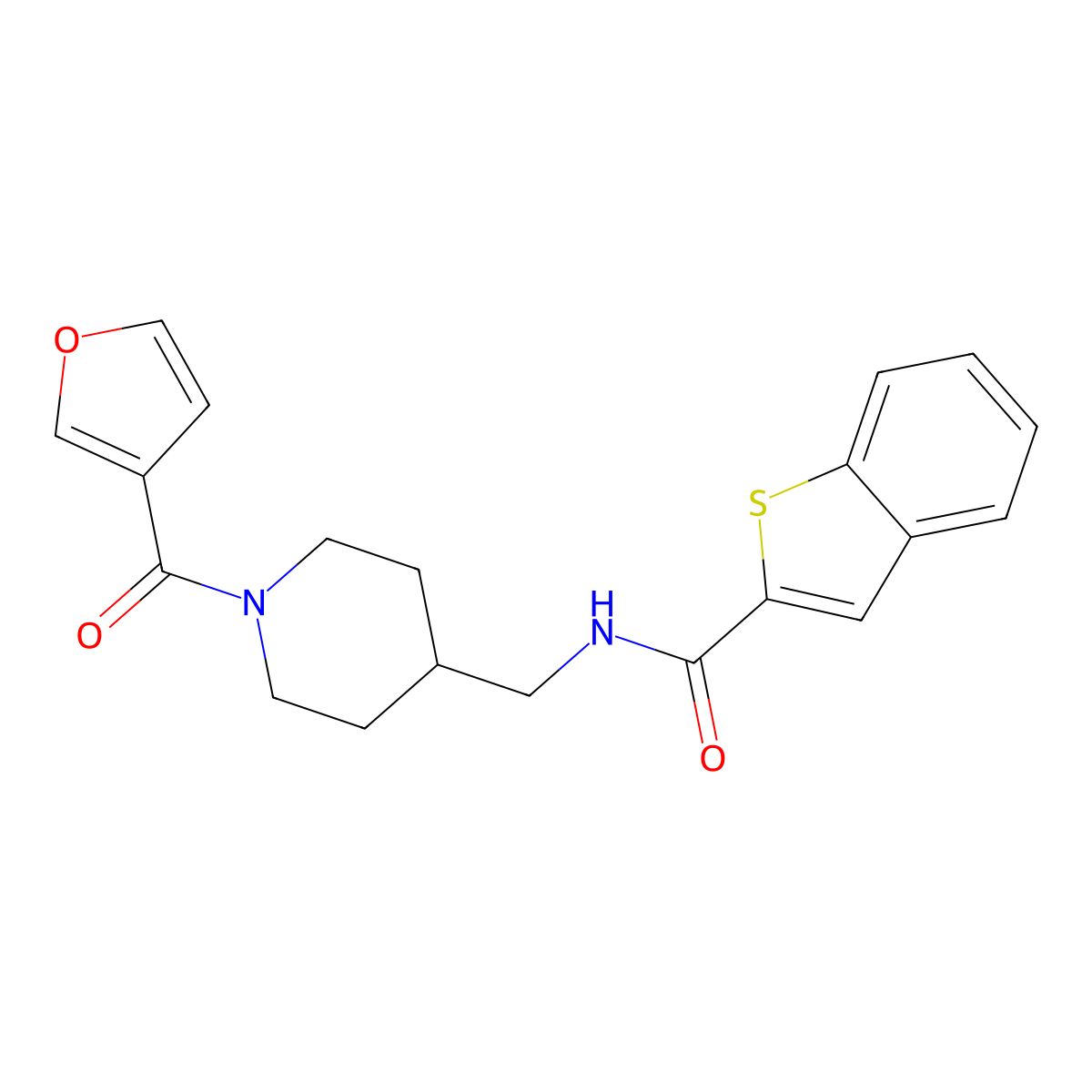 N-((1-(furan-3-carbonyl)piperidin-4-yl)methyl)benzo[b]thiophene-2-carboxamide molecular structure, CAS 2034409-05-5