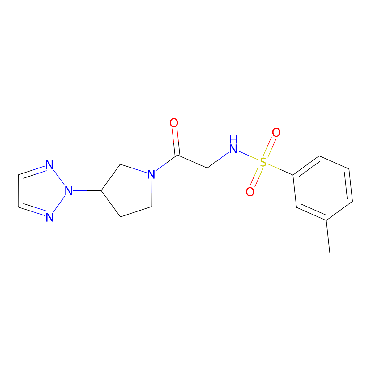 N-(2-(3-(2H-1,2,3-triazol-2-yl)pyrrolidin-1-yl)-2-oxoethyl)-3-methylbenzenesulfonamide molecular structure, CAS 2034409-06-6