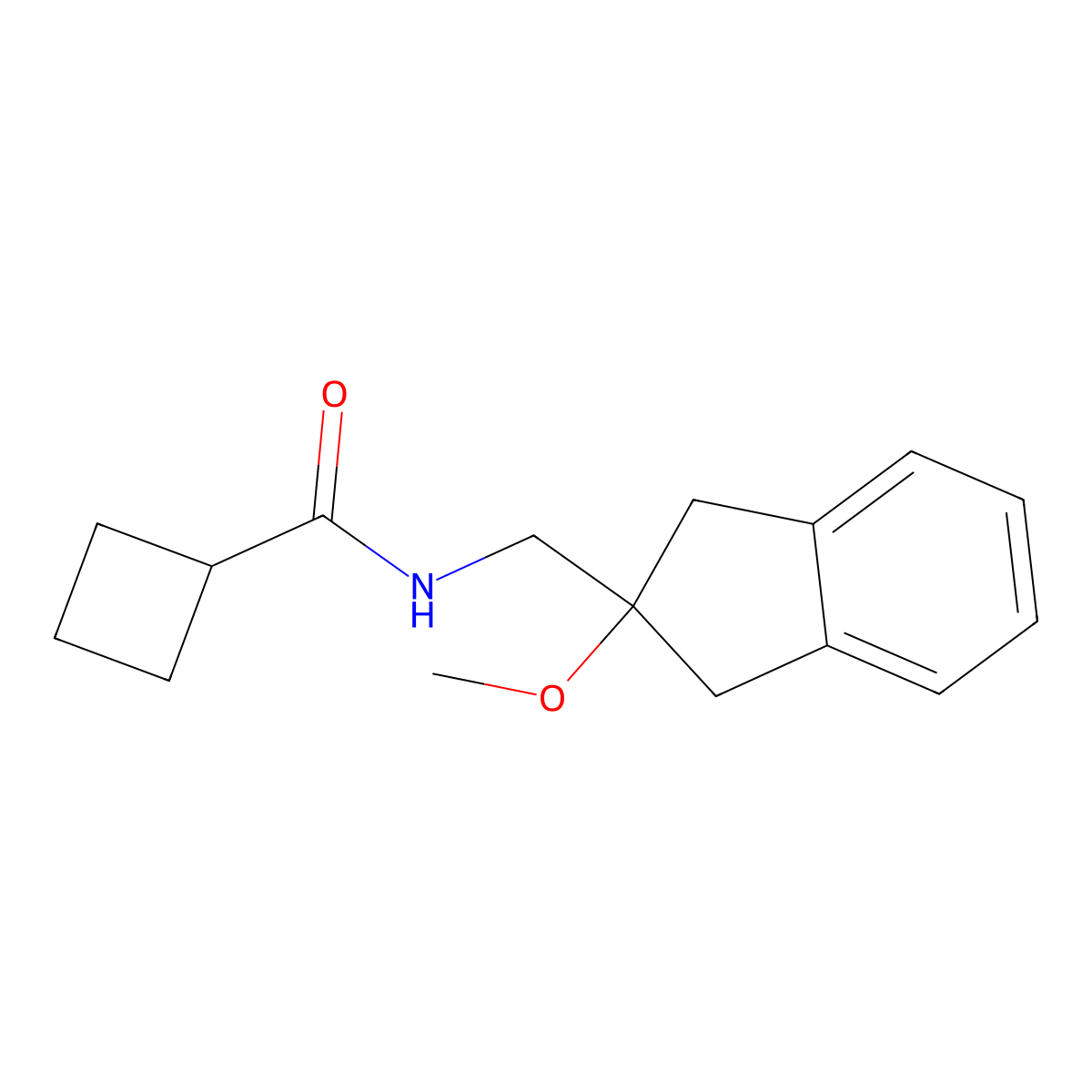 N-[(2-methoxy-2,3-dihydro-1H-inden-2-yl)methyl]cyclobutanecarboxamide molecular structure, CAS 2034409-09-9
