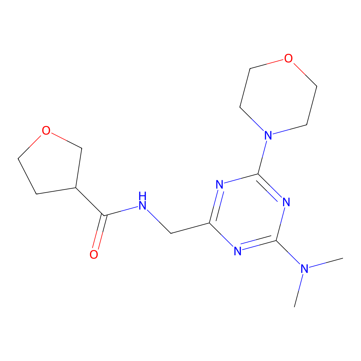 N-((4-(dimethylamino)-6-morpholino-1,3,5-triazin-2-yl)methyl)tetrahydrofuran-3-carboxamide molecular structure, CAS 2034409-10-2