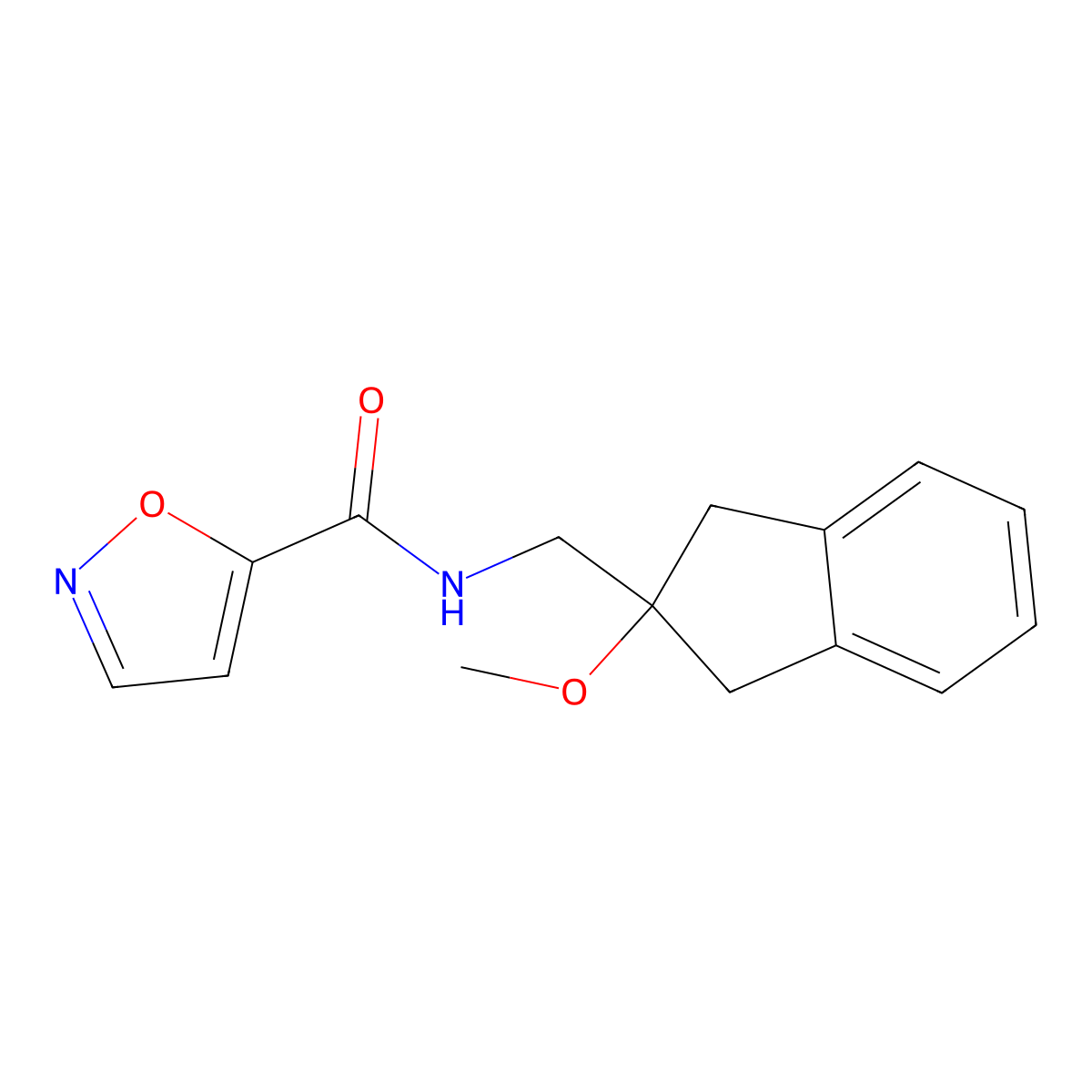 N-((2-methoxy-2,3-dihydro-1H-inden-2-yl)methyl)isoxazole-5-carboxamide molecular structure, CAS 2034409-14-6