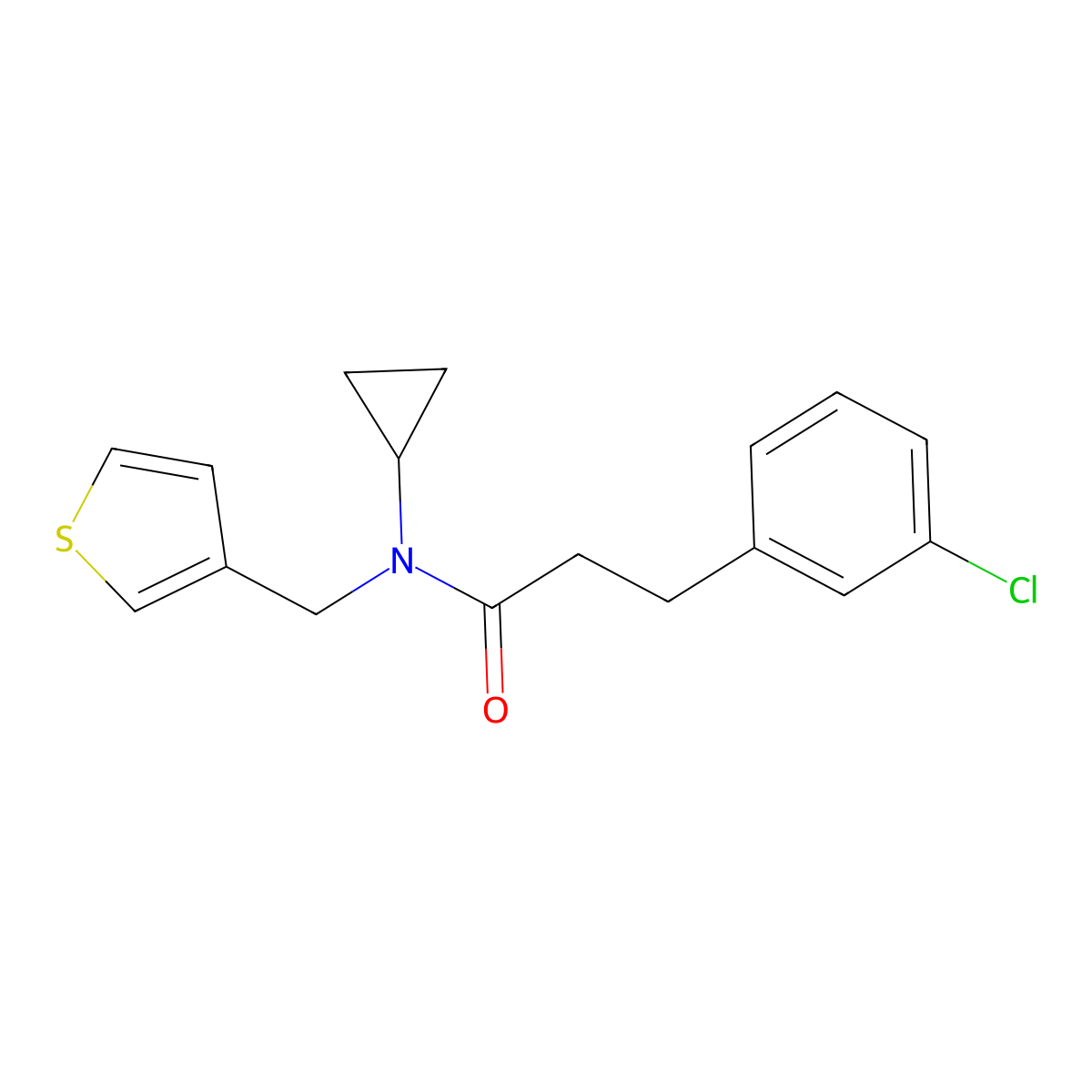 3-(3-chlorophenyl)-N-cyclopropyl-N-(thiophen-3-ylmethyl)propanamide molecular structure, CAS 2034409-15-7