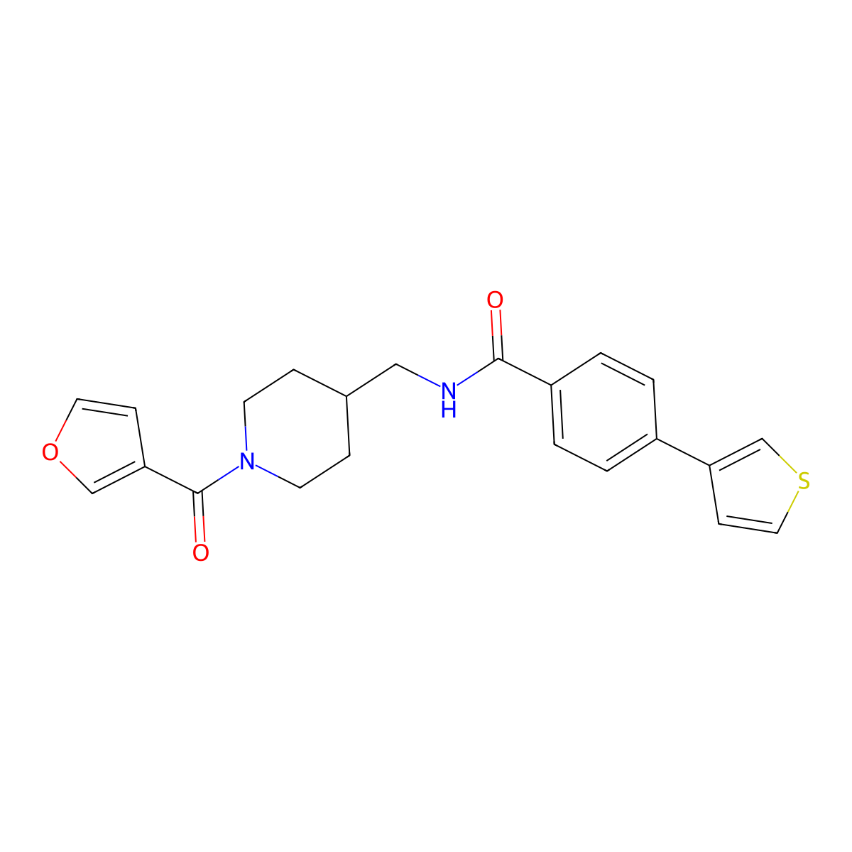 N-{[1-(furan-3-carbonyl)piperidin-4-yl]methyl}-4-(thiophen-3-yl)benzamide molecular structure, CAS 2034409-16-8