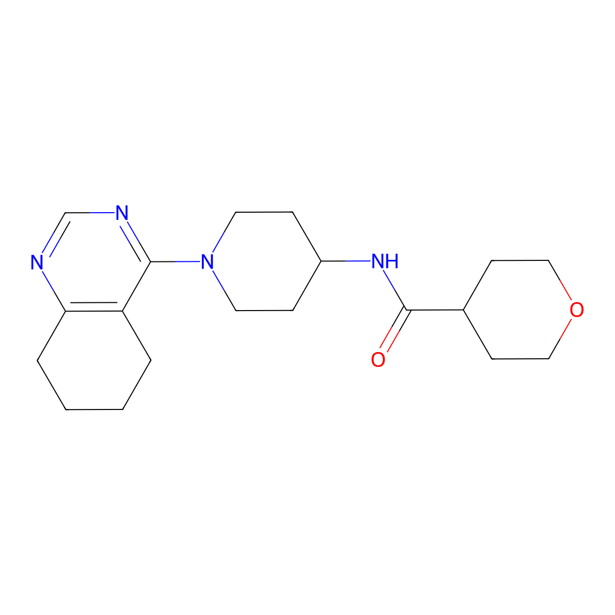 N-[1-(5,6,7,8-tetrahydroquinazolin-4-yl)piperidin-4-yl]oxane-4-carboxamide molecular structure, CAS 2034409-21-5