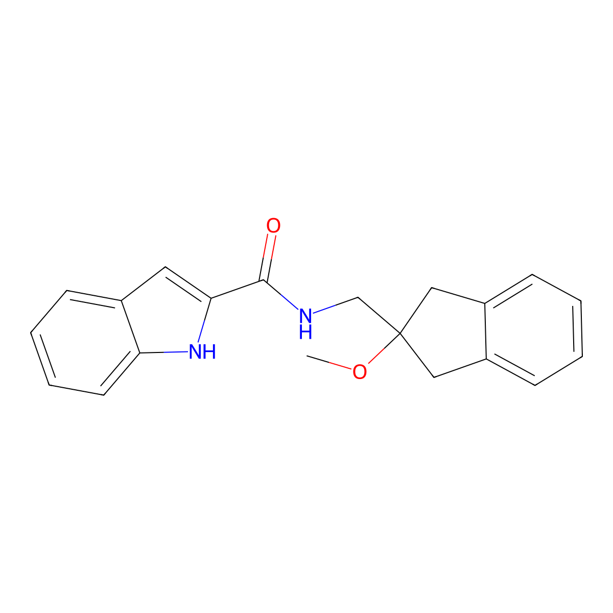 N-((2-methoxy-2,3-dihydro-1H-inden-2-yl)methyl)-1H-indole-2-carboxamide molecular structure, CAS 2034409-31-7