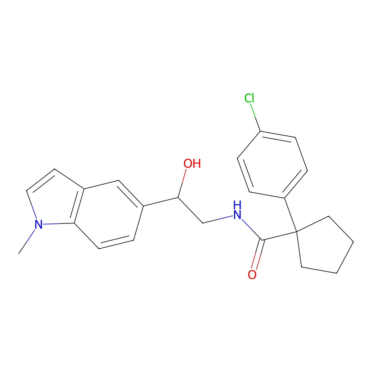 1-(4-chlorophenyl)-N-(2-hydroxy-2-(1-methyl-1H-indol-5-yl)ethyl)cyclopentanecarboxamide molecular structure, CAS 2034409-32-8