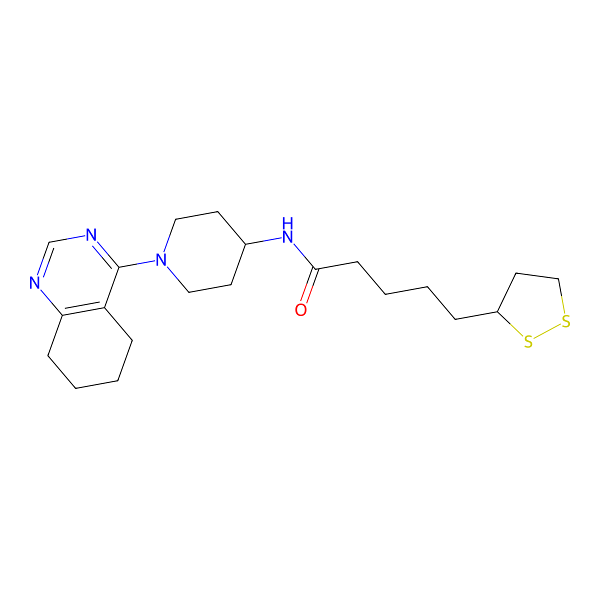 5-(1,2-dithiolan-3-yl)-N-(1-(5,6,7,8-tetrahydroquinazolin-4-yl)piperidin-4-yl)pentanamide molecular structure, CAS 2034409-36-2