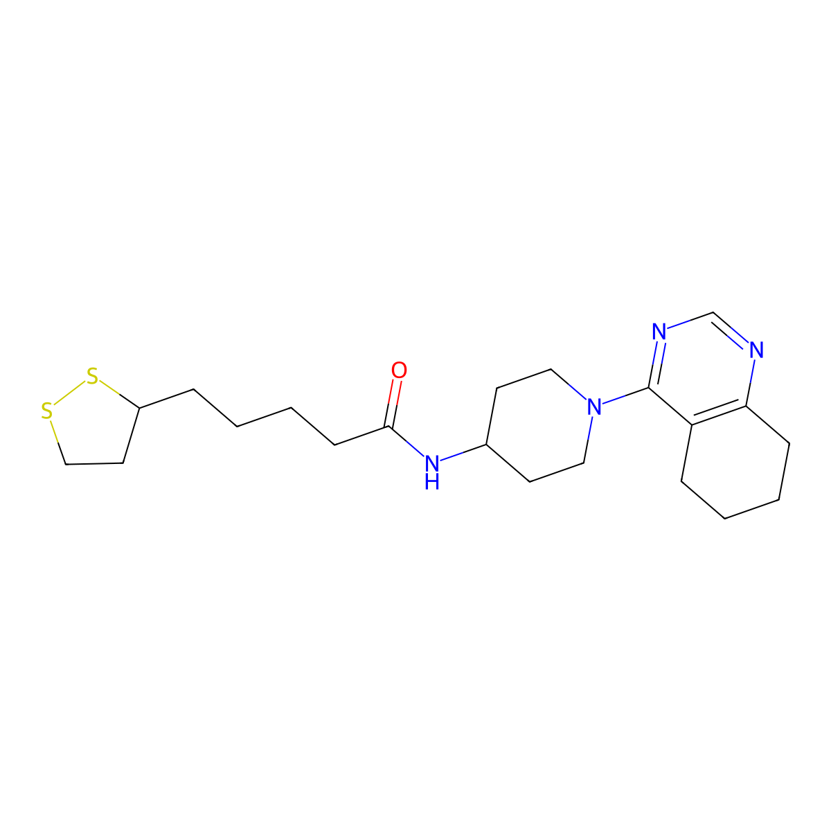 5-(1,2-dithiolan-3-yl)-N-(1-(5,6,7,8-tetrahydroquinazolin-4-yl)piperidin-4-yl)pentanamide molecular structure, CAS 2034409-36-2