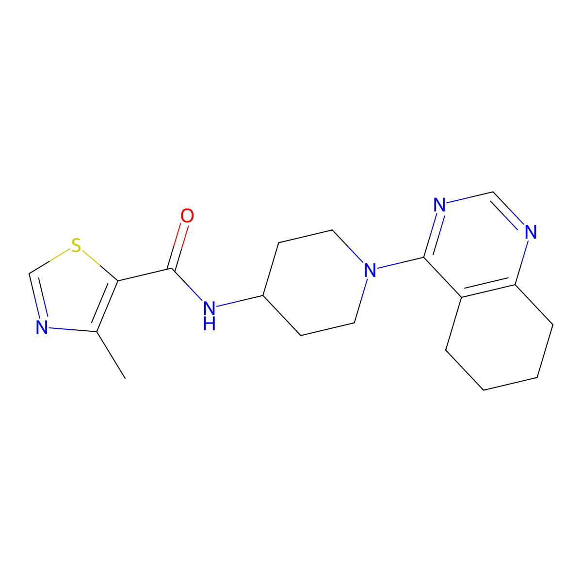 4-methyl-N-(1-(5,6,7,8-tetrahydroquinazolin-4-yl)piperidin-4-yl)thiazole-5-carboxamide molecular structure, CAS 2034409-42-0