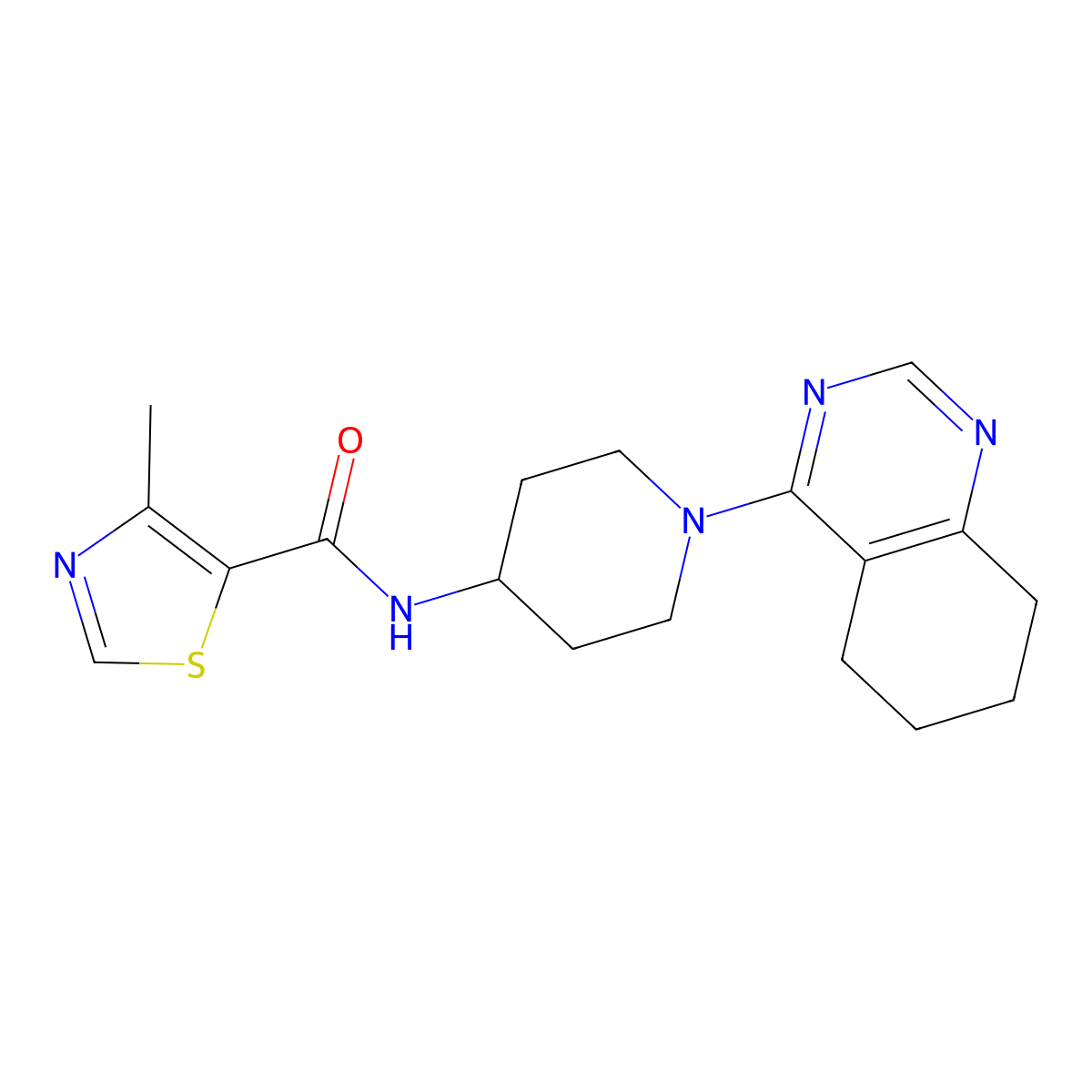 4-methyl-N-(1-(5,6,7,8-tetrahydroquinazolin-4-yl)piperidin-4-yl)thiazole-5-carboxamide molecular structure, CAS 2034409-42-0