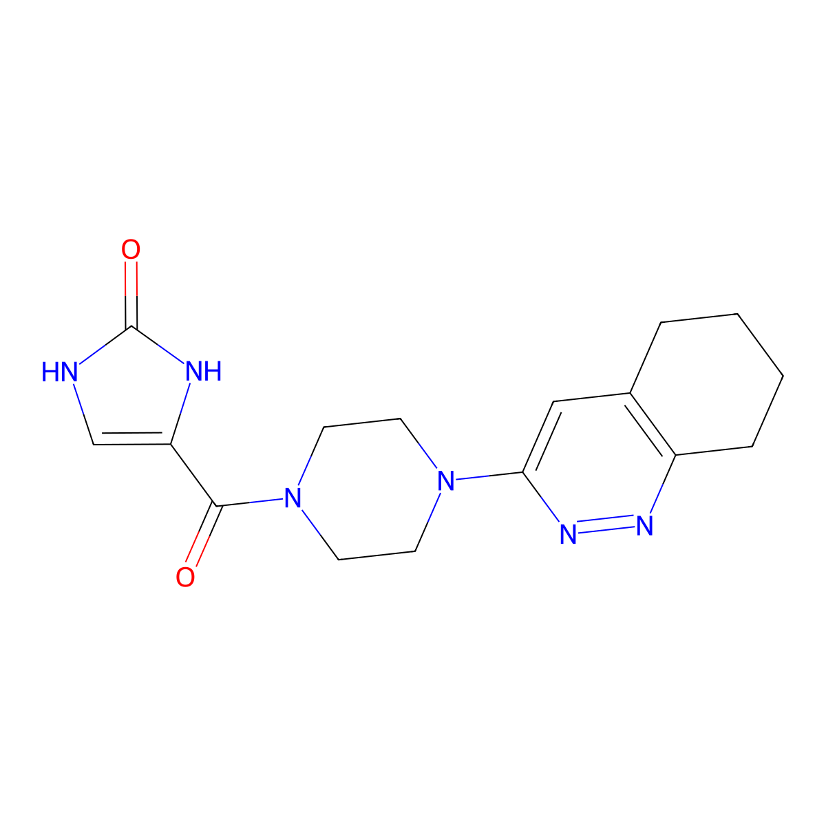 4-(4-(5,6,7,8-tetrahydrocinnolin-3-yl)piperazine-1-carbonyl)-1H-imidazol-2(3H)-one molecular structure, CAS 2034409-49-7