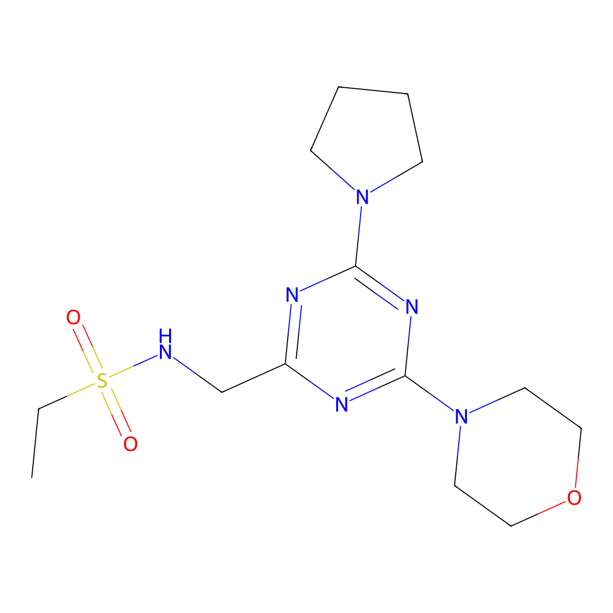 N-((4-morpholino-6-(pyrrolidin-1-yl)-1,3,5-triazin-2-yl)methyl)ethanesulfonamide molecular structure, CAS 2034409-50-0