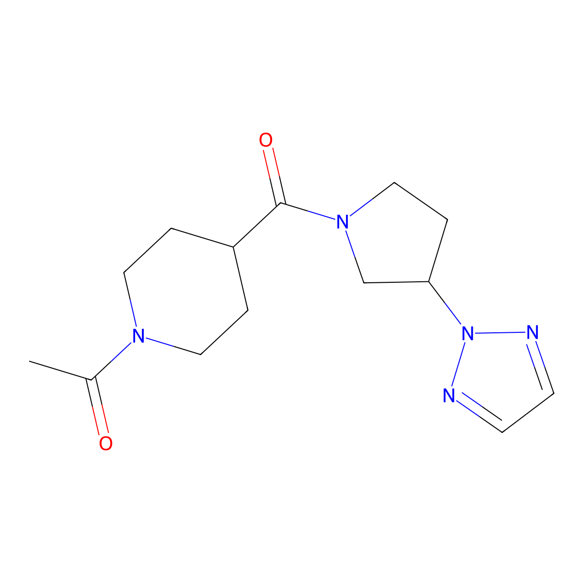 1-(4-(3-(2H-1,2,3-triazol-2-yl)pyrrolidine-1-carbonyl)piperidin-1-yl)ethanone molecular structure, CAS 2034409-52-2