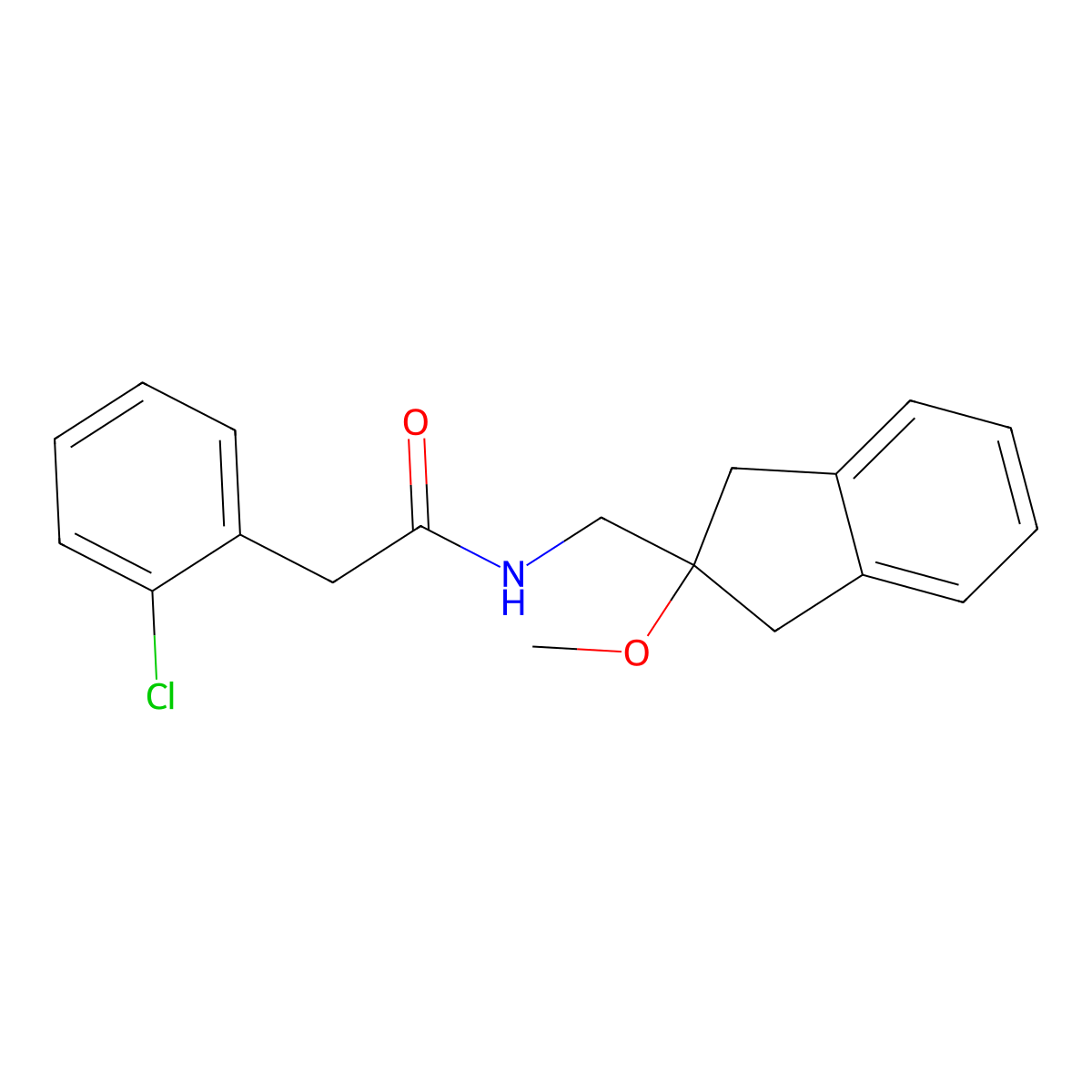 2-(2-chlorophenyl)-N-((2-methoxy-2,3-dihydro-1H-inden-2-yl)methyl)acetamide molecular structure, CAS 2034409-53-3