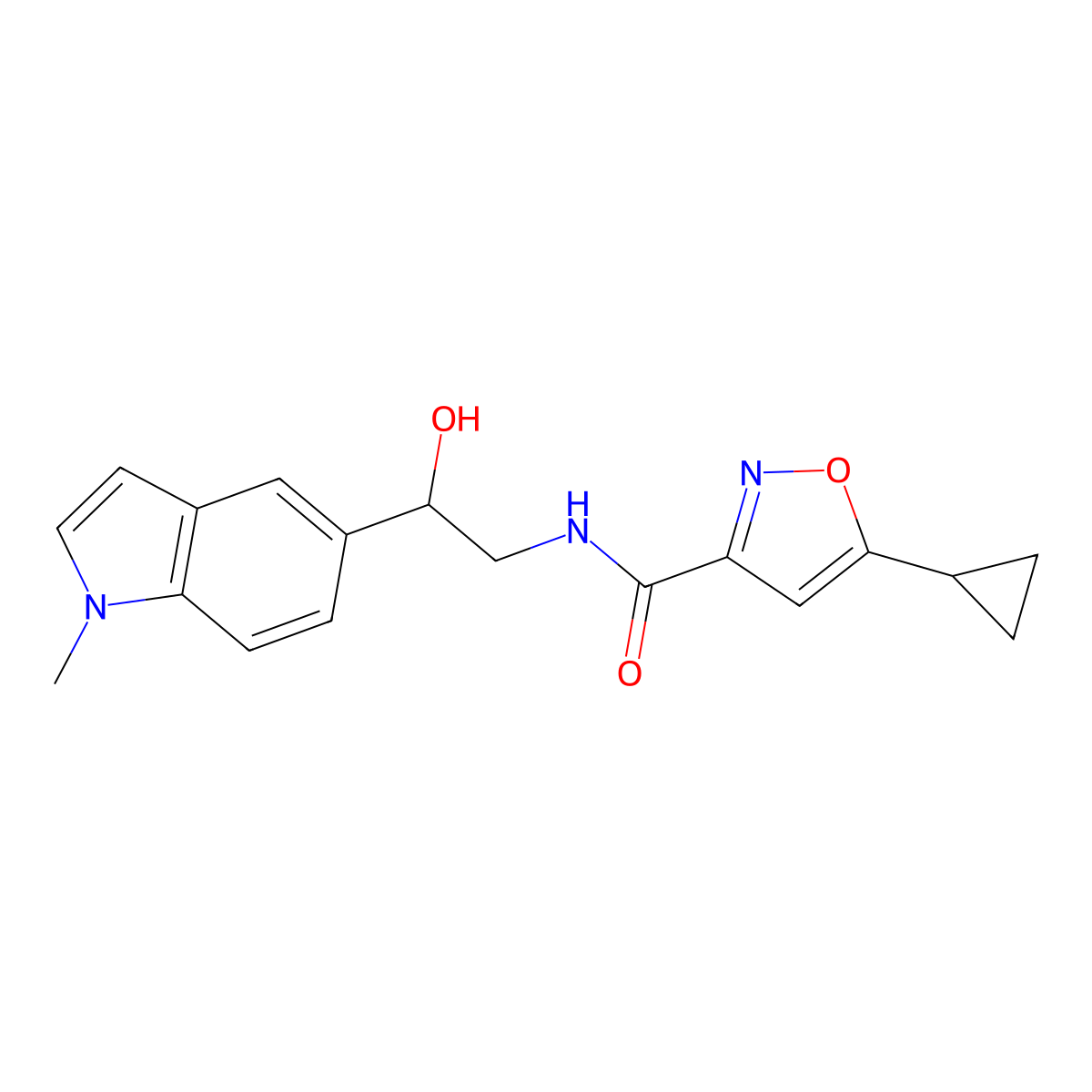5-cyclopropyl-N-(2-hydroxy-2-(1-methyl-1H-indol-5-yl)ethyl)isoxazole-3-carboxamide molecular structure, CAS 2034409-56-6