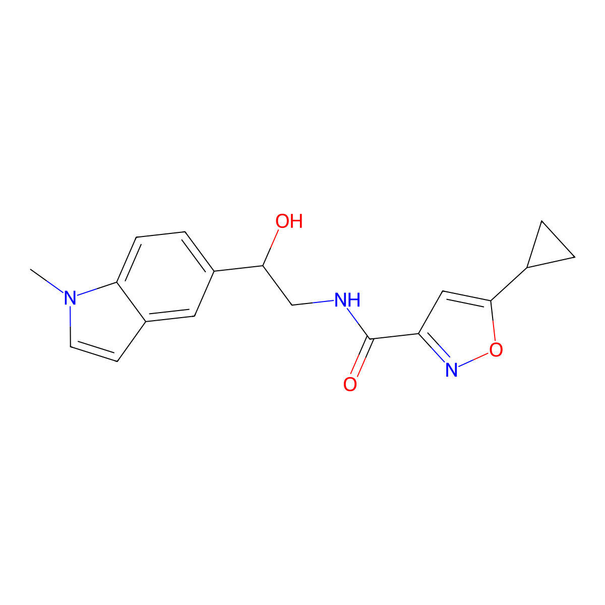5-cyclopropyl-N-(2-hydroxy-2-(1-methyl-1H-indol-5-yl)ethyl)isoxazole-3-carboxamide molecular structure, CAS 2034409-56-6