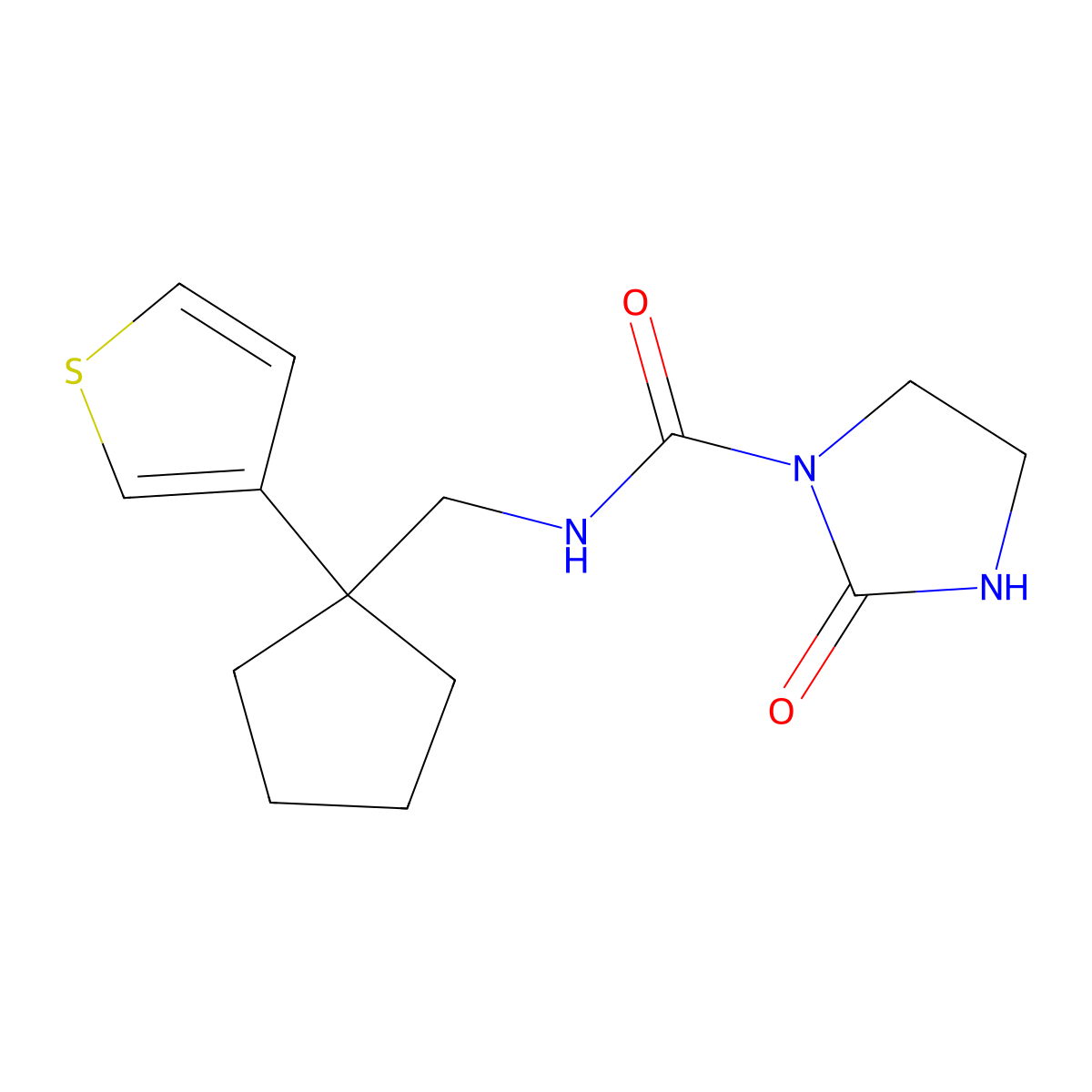 2-oxo-N-{[1-(thiophen-3-yl)cyclopentyl]methyl}imidazolidine-1-carboxamide molecular structure, CAS 2034409-57-7
