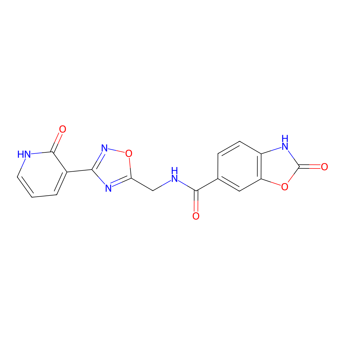 2-oxo-N-((3-(2-oxo-1,2-dihydropyridin-3-yl)-1,2,4-oxadiazol-5-yl)methyl)-2,3-dihydrobenzo[d]oxazole-6-carboxamide molecular structure, CAS 2034409-59-9