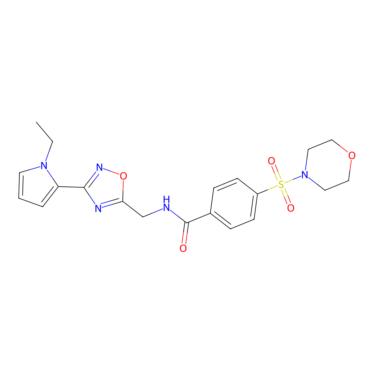 N-((3-(1-ethyl-1H-pyrrol-2-yl)-1,2,4-oxadiazol-5-yl)methyl)-4-(morpholinosulfonyl)benzamide molecular structure, CAS 2034409-61-3