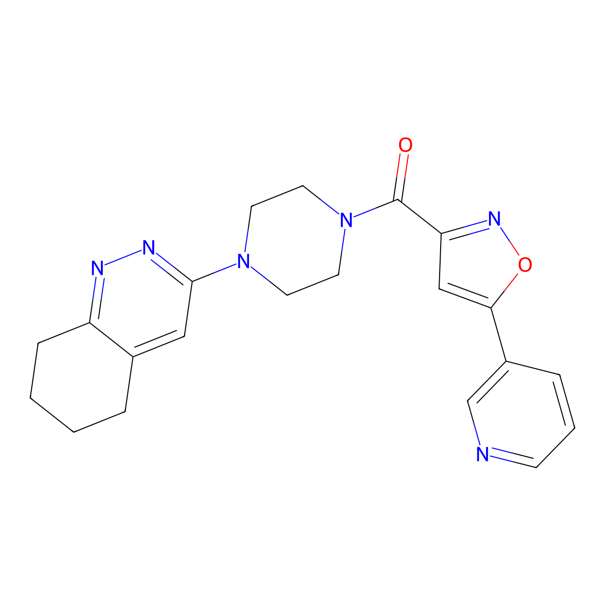 (5-(Pyridin-3-yl)isoxazol-3-yl)(4-(5,6,7,8-tetrahydrocinnolin-3-yl)piperazin-1-yl)methanone molecular structure, CAS 2034409-62-4